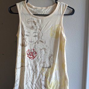 Yellow Sheer Disney Belle Rose Flower Tank Top
